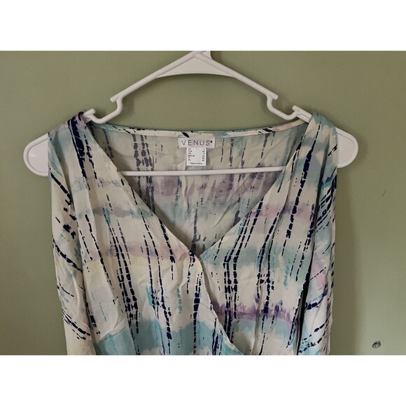 Venus Women's 3/4 Sleeve Top Blouse Multicolor Pattern Elastic Waist US 2 - Picture 2 of 7